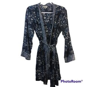 Rebellion Again Blue Floral Robe Belt Tie Size M